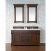 James Martin Vanities Brookfield 60in Double Vanity, Warm Cherry w/ 3 CM White Zeus Quartz Top 147-114-5681-3WZ